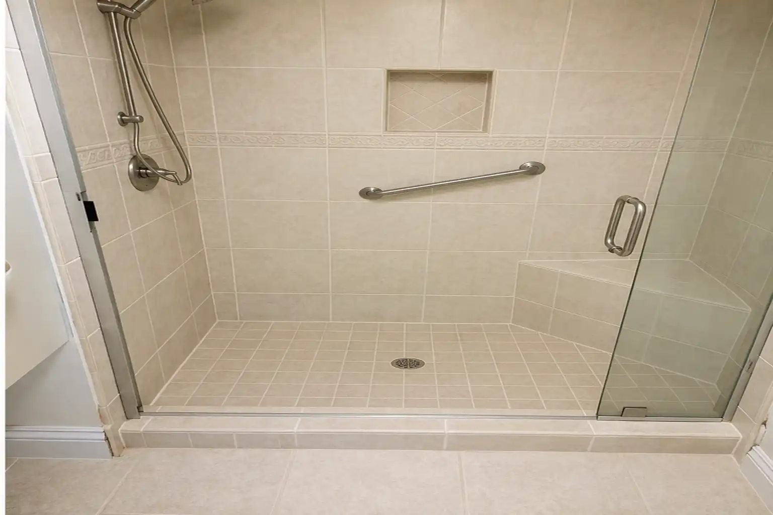 The same floor regrouted, cleaned, and sealed